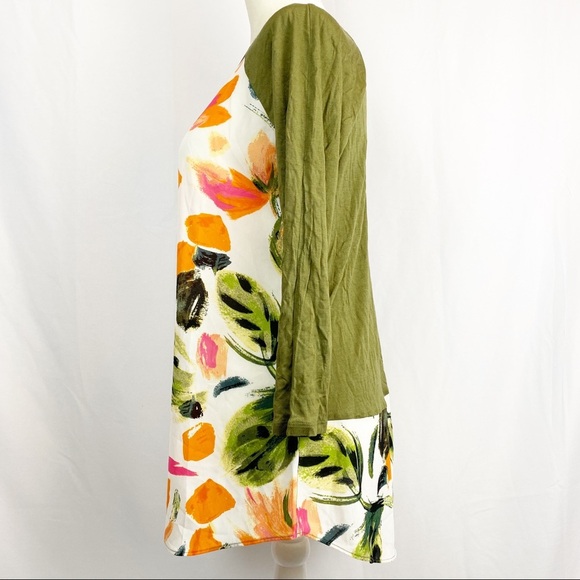 Charming Charlie Semi Sheer Green Floral Shirt - Picture 2 of 7